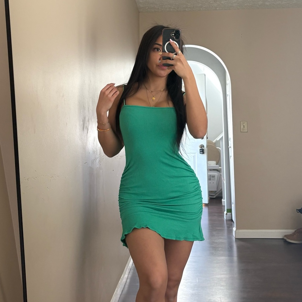 Fashion Nova Emerald Green Strapless Bodycon Mini Dress